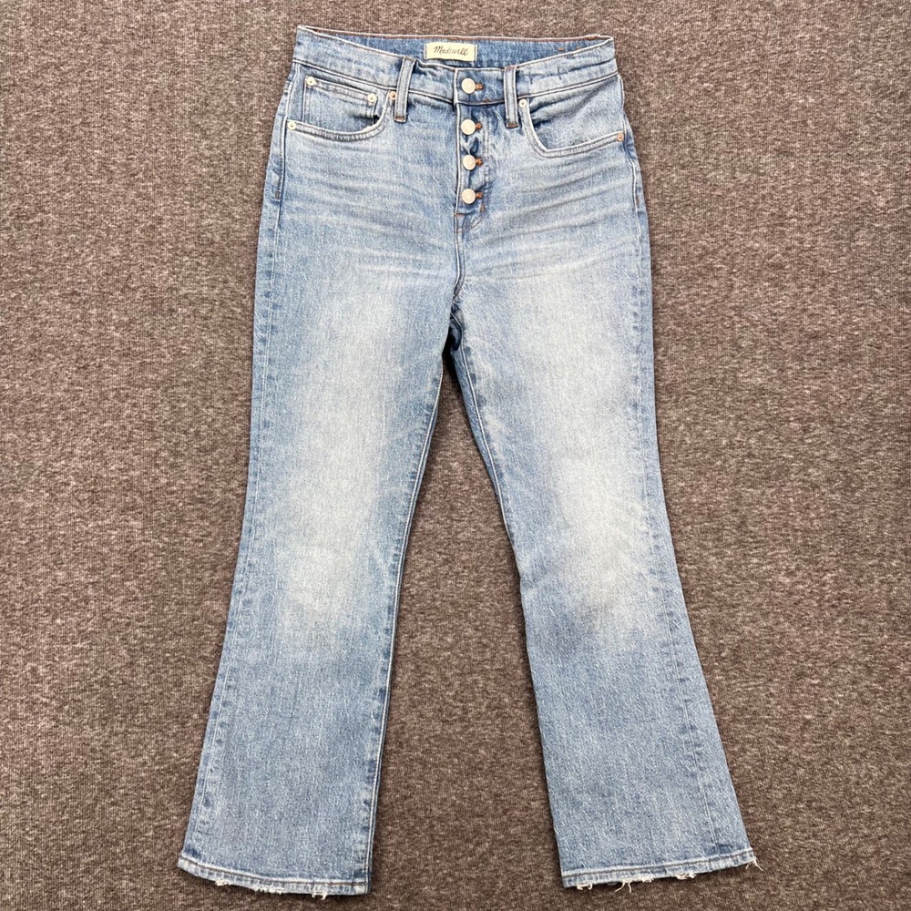 Madewell Cali Demi-Boot Jeans Light Wash High Rise Button Fly Size‎ 26 Flare Hem